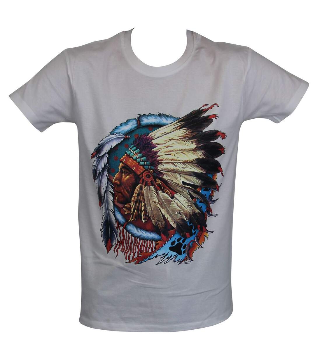 T-shirt homme manches courtes - Chef Indien 22824 - blanc