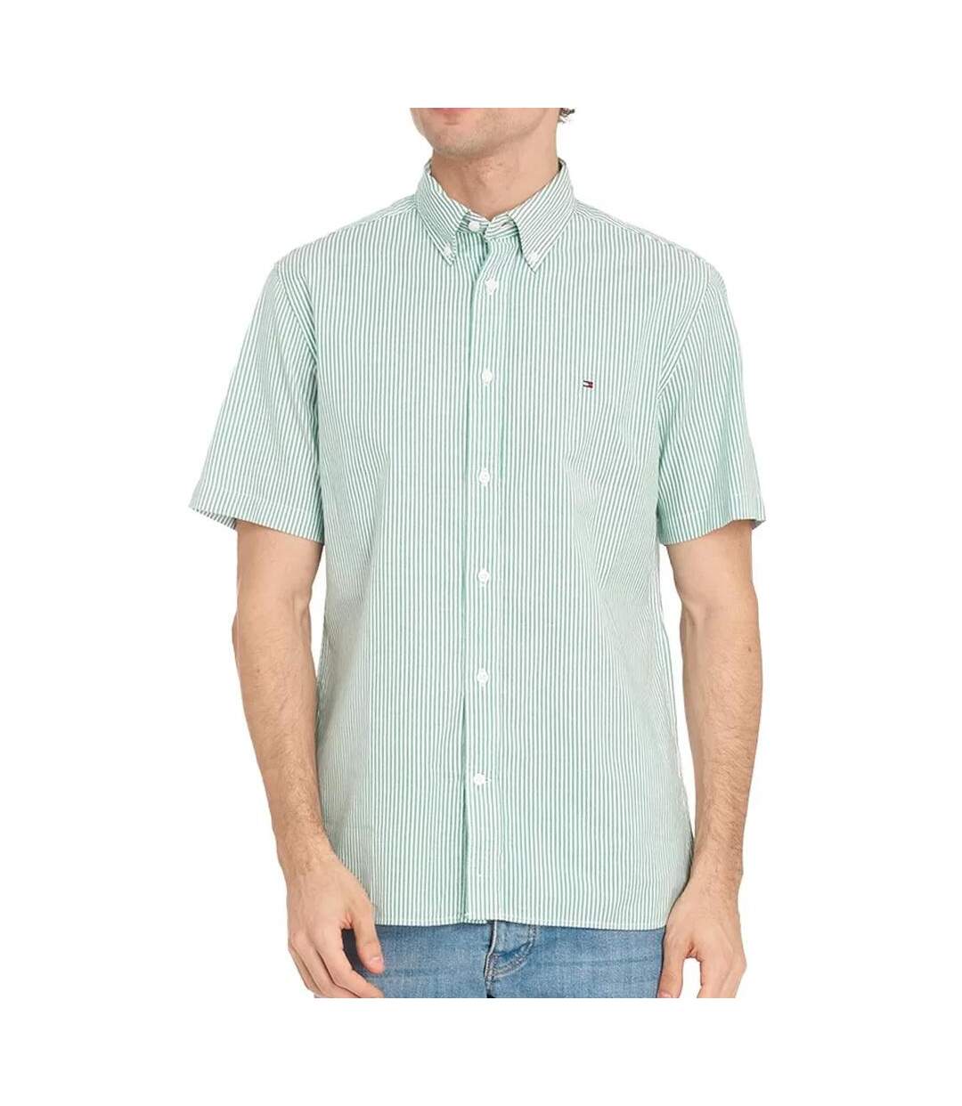 Chemise bleu/vert homme tommy hilfiger poplin - l-1