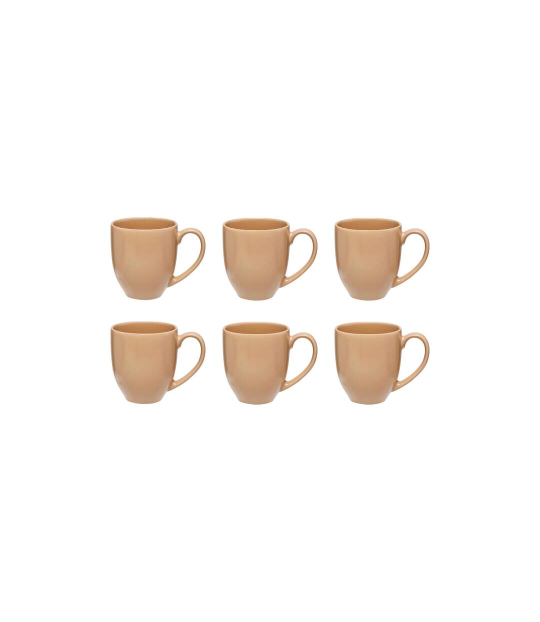 Lot de 6 Mugs en Céramique Maé 48cl Beige-1