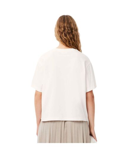 T-shirt Style Fleur Femme Blanc Lacoste