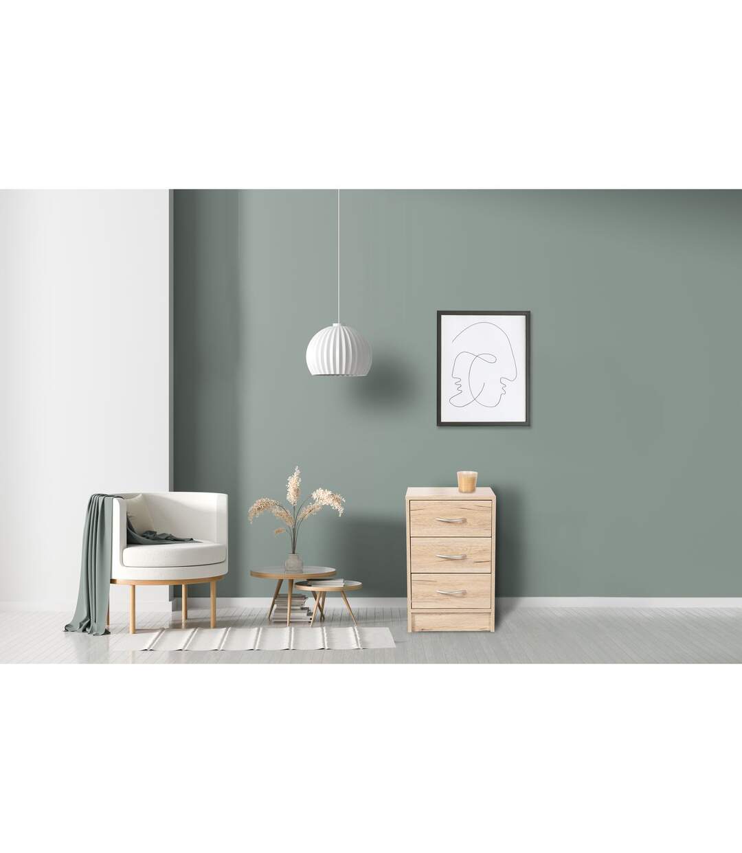Meuble de rangement à 3 tiroirs Pratik - Hauteur 60 cm - Bois clair-2