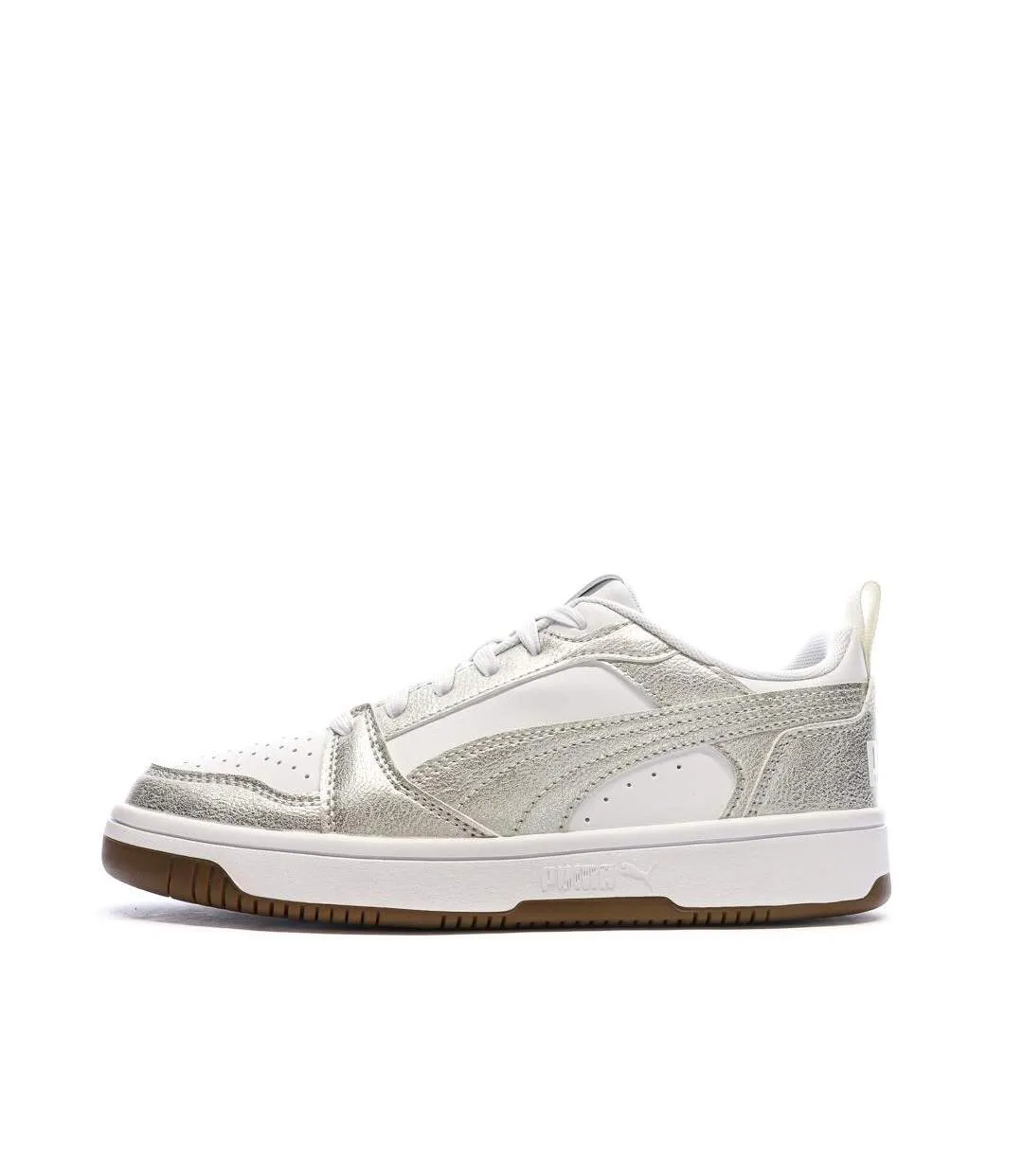 Baskets blanc/argent femme puma rebound v6 low metal-1