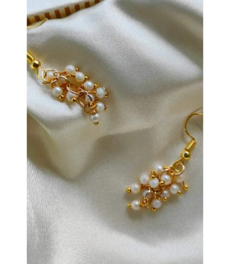 Gold and Silver Small Pearl Poth Dainty Pearl Delicate Dainty Drop Hook Earrings