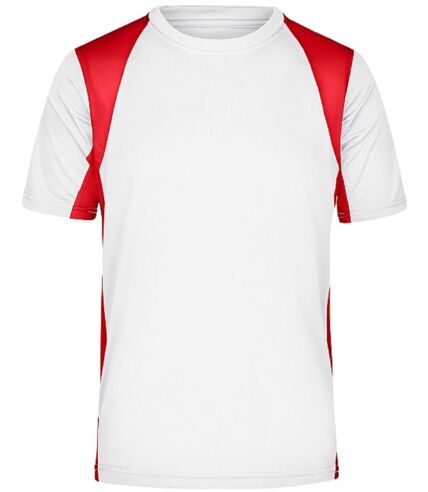 t-shirt running respirant JN306 - blanc et rouge - HOMME