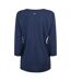 Womens/ladies Club Scoop Neck 3/4 Sleeve T-shirt Blue Head-2