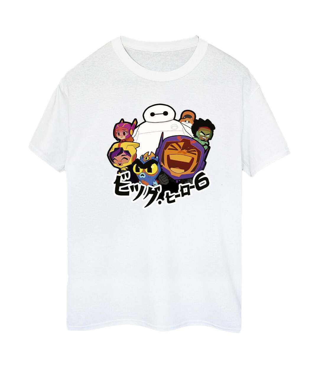 Disney Femme/Les femmes Big Hero 6 Baymax Group Manga Cotton Boyfriend T-Shirt (Blanc) - UTBI15764-1