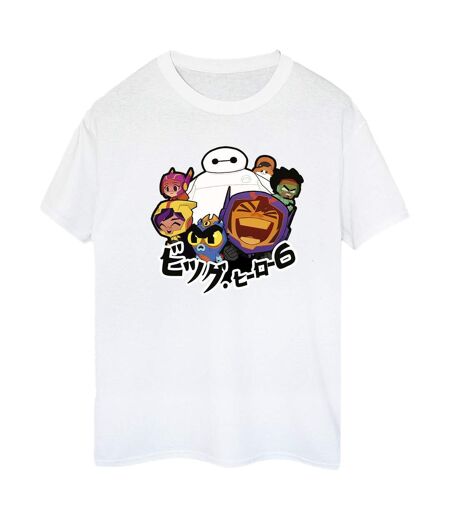 Disney Femme/Les femmes Big Hero 6 Baymax Group Manga Cotton Boyfriend T-Shirt (Blanc) - UTBI15764