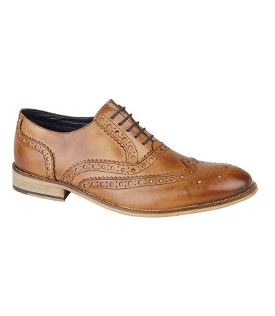 Roamers Mens Leather Brogue Oxford Shoes (Tan) - UTDF1441
