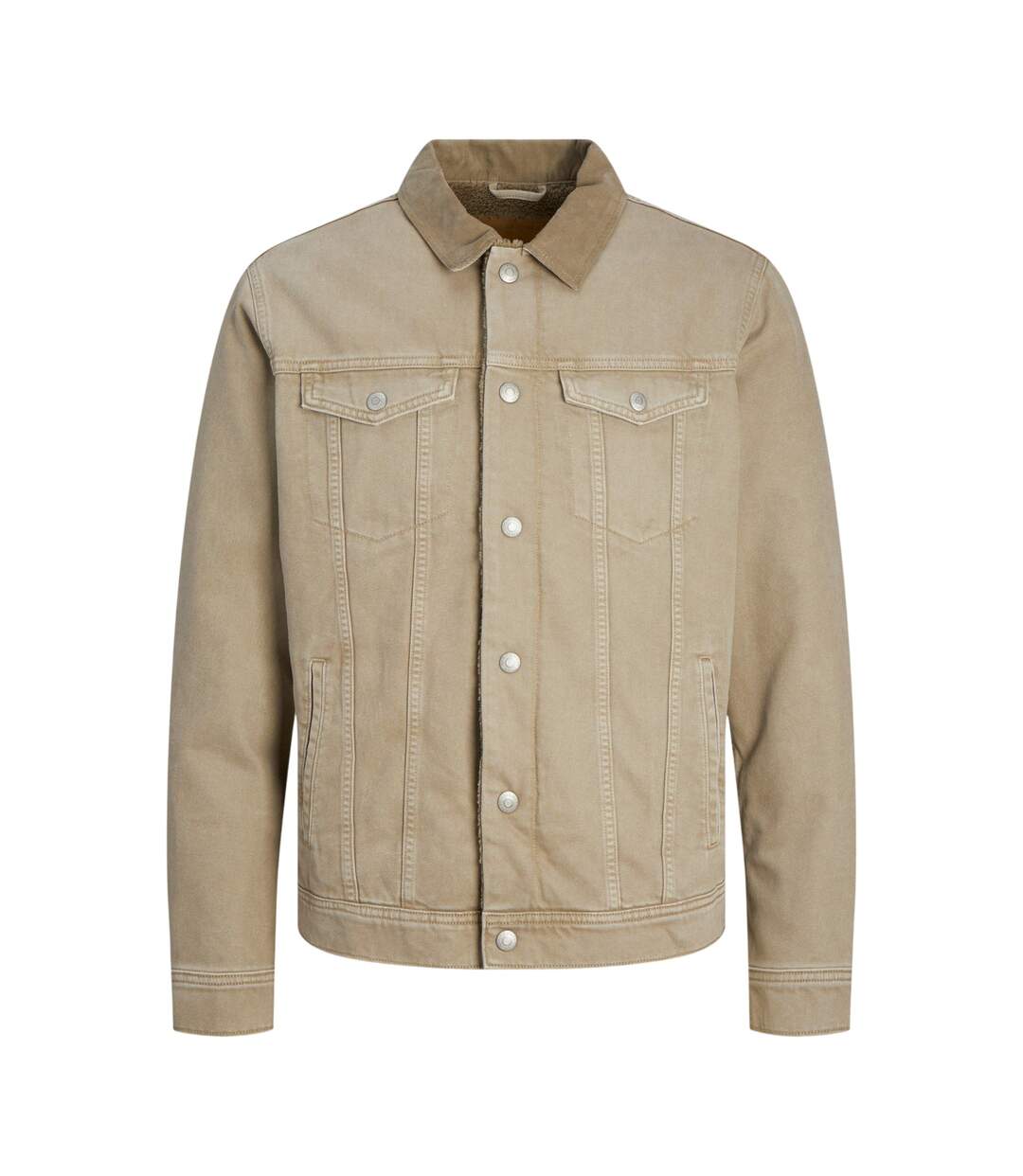 Mens Sherpa Denim Jacket Khaki Jack And Jones-2