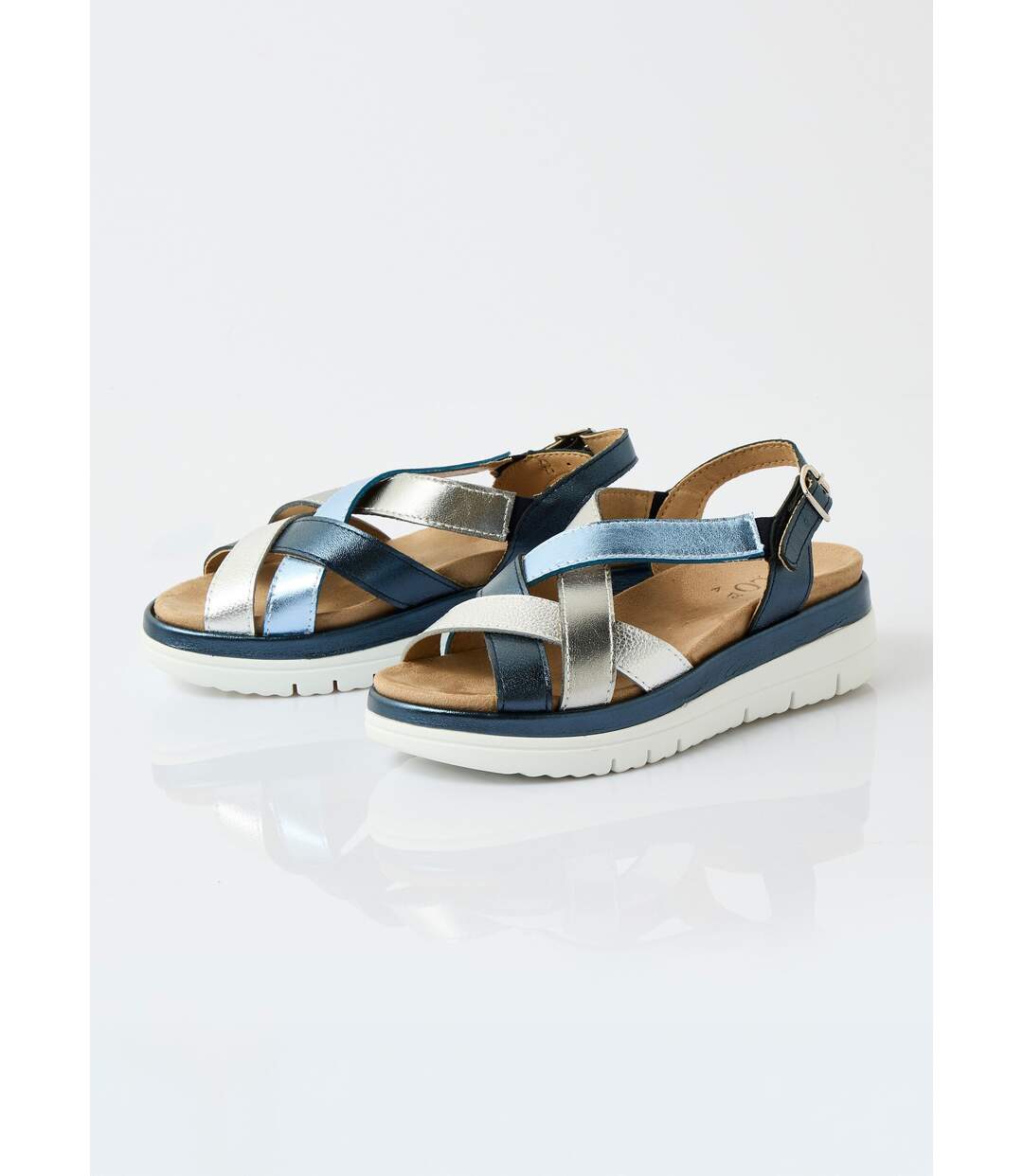 Sandales multibrides compensées grande largeur-4