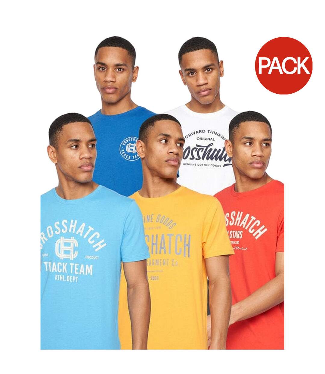 Pack Of 5  Mens Weymouth T-shirt  Multicoloured Crosshatch-1