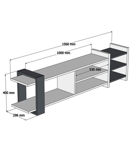 Meuble TV design Zeyna - L. 156 x H. 40 cm - Gris anthracite