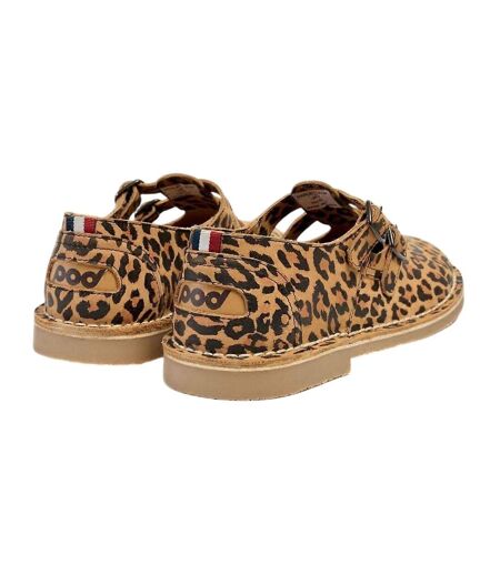 Womens/ladies Marley Leopard Print Leather T-bar Shoes Leopard POD