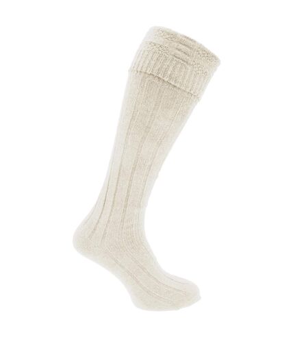 Mens Scottish Highland Wear Wool Kilt Hose Socks (1 Pair) (Cream) - UTMB442