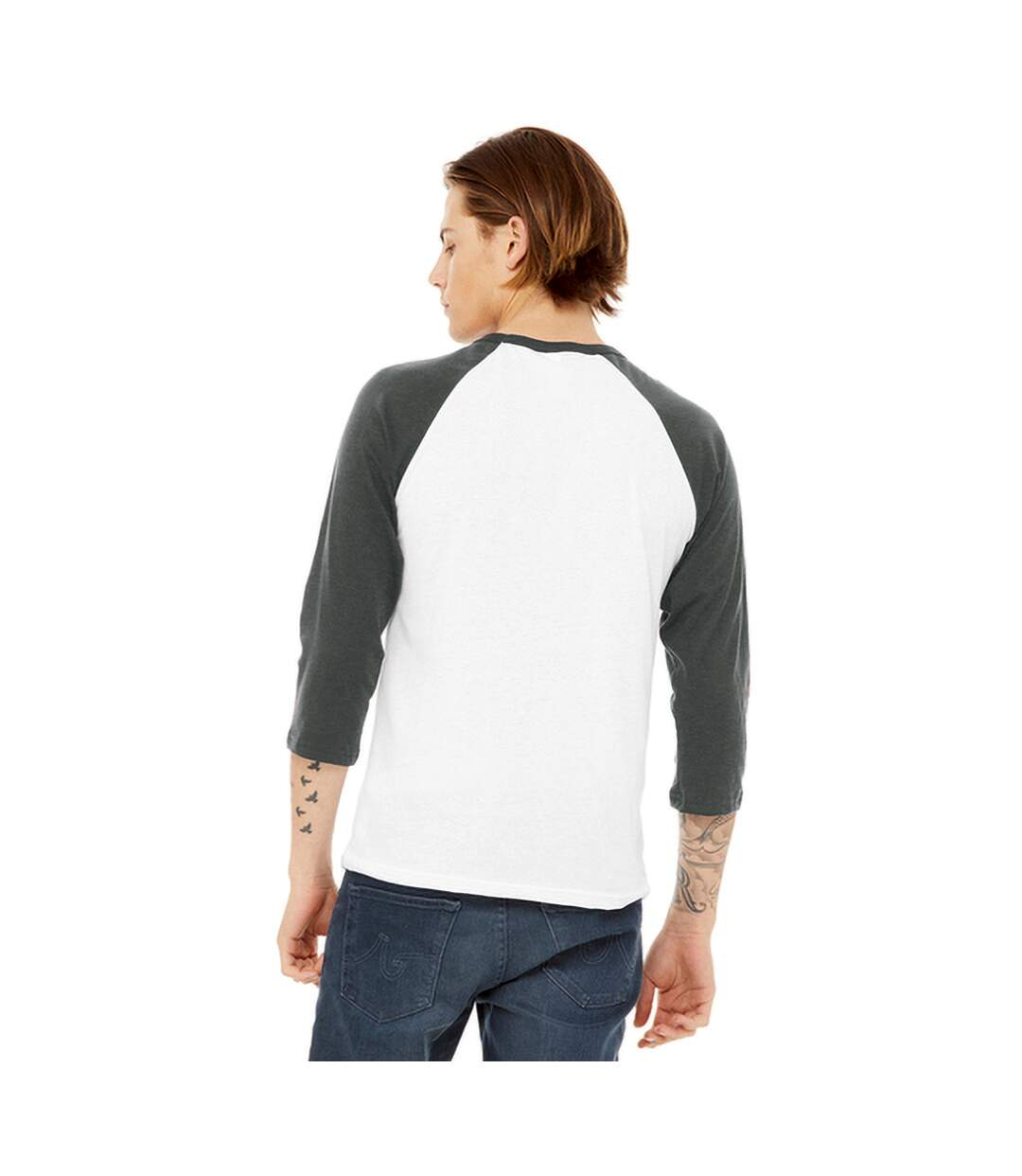 Canvas Mens 3/4 Sleeve Baseball T-Shirt (White/Deep Heather)