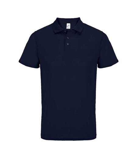 Unisex adult pitcher recycled polyester polo shirt french navy SOLS