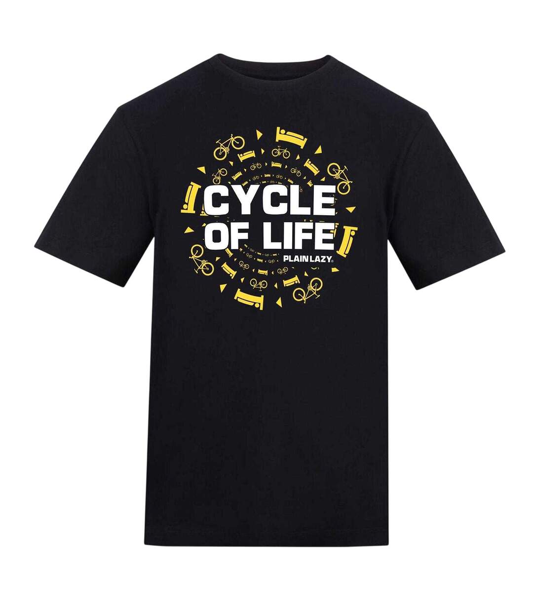Mens Cycle Of Life Printed T-shirt Black Plain Lazy-1