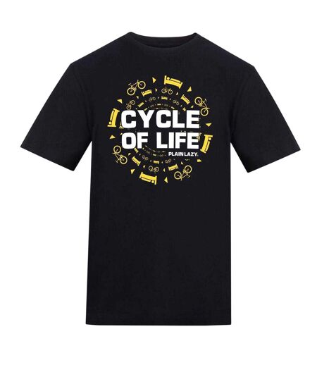 Mens Cycle Of Life Printed T-shirt Black Plain Lazy