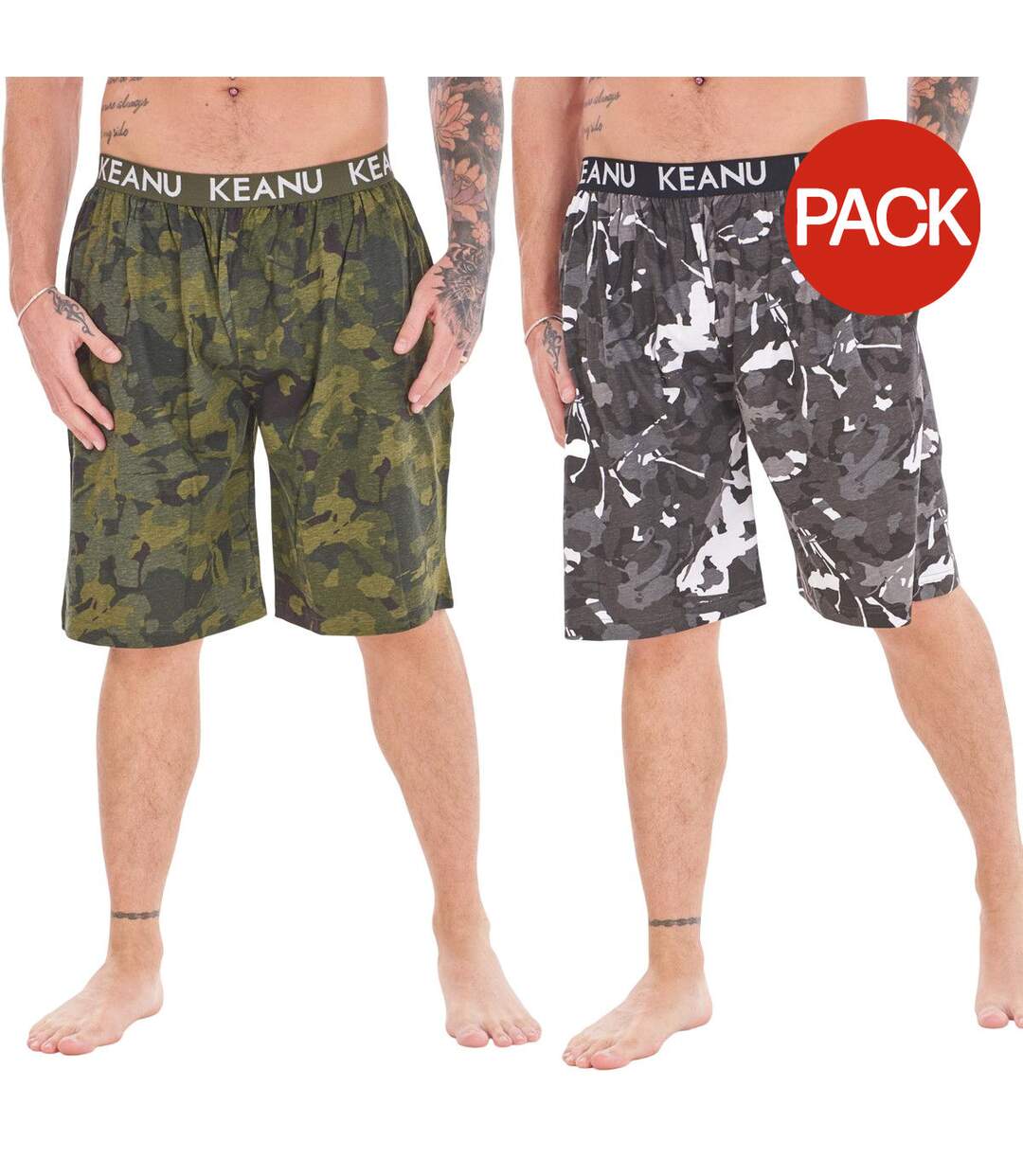 Shorts De Détente Motif/style Camouflage Homme Vert Noir Keanu-2