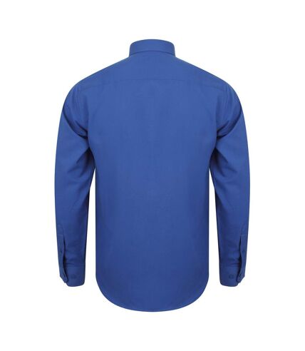 Mens moisture wicking long-sleeved shirt royal blue Henbury