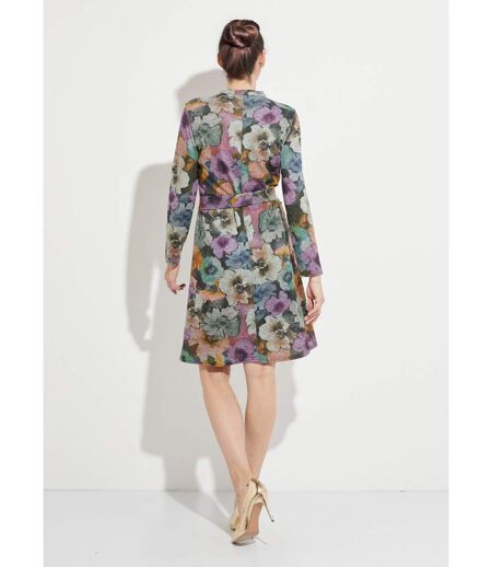 Robe fleurie ceinturée col montant chaude