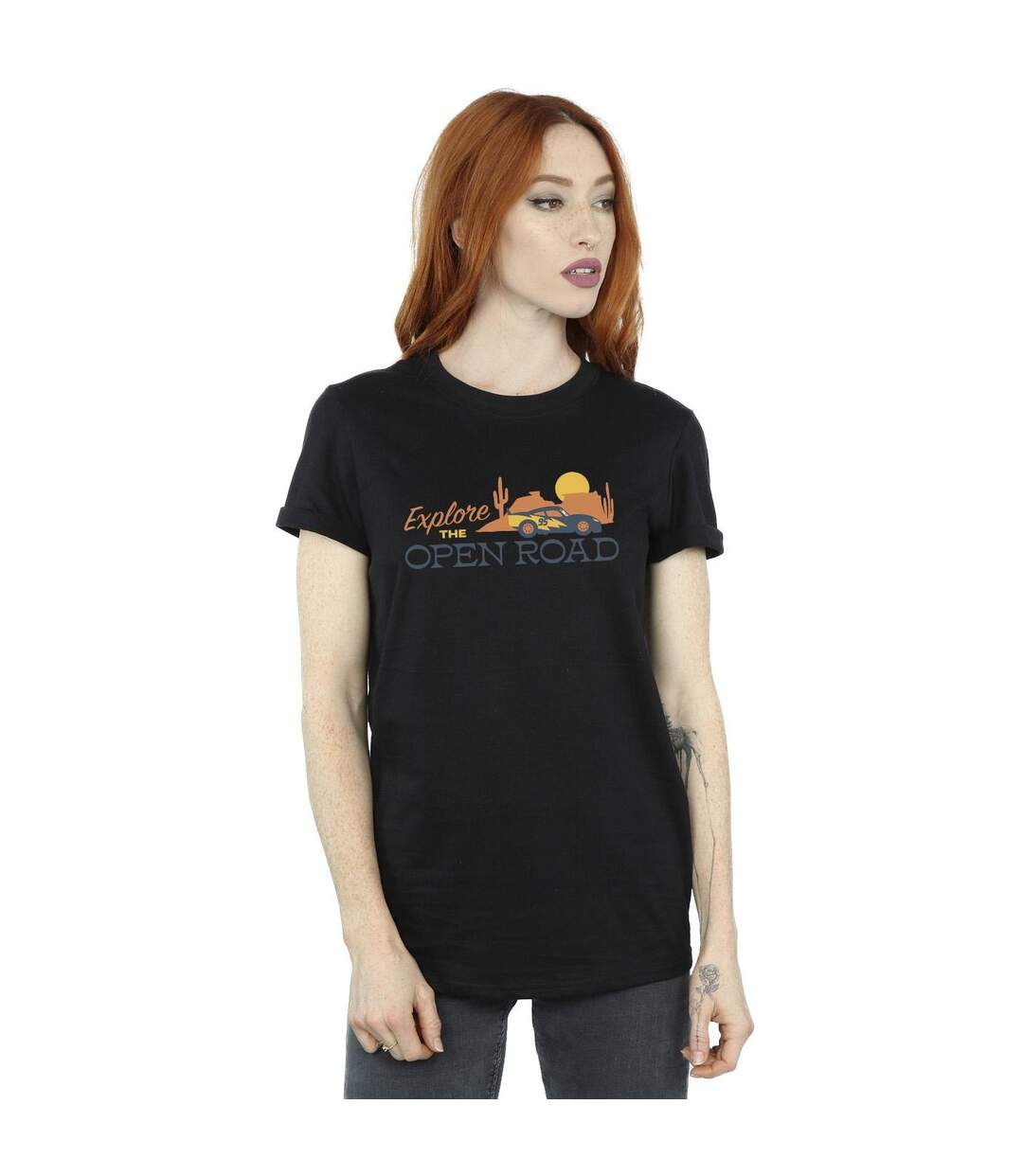 Disney - T-shirt CARS EXPLORE THE OPEN ROAD - Femme (Noir) - UTBI16228-2