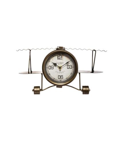Horloge à Poser en Métal Avion 30cm Marron