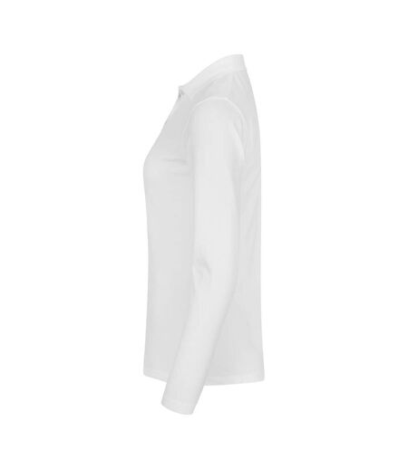 Womens/ladies Premium Stretch Long-sleeved Polo Shirt White Clique