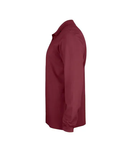 Mens Classic Lincoln Long-sleeved Polo Shirt Burgundy Clique