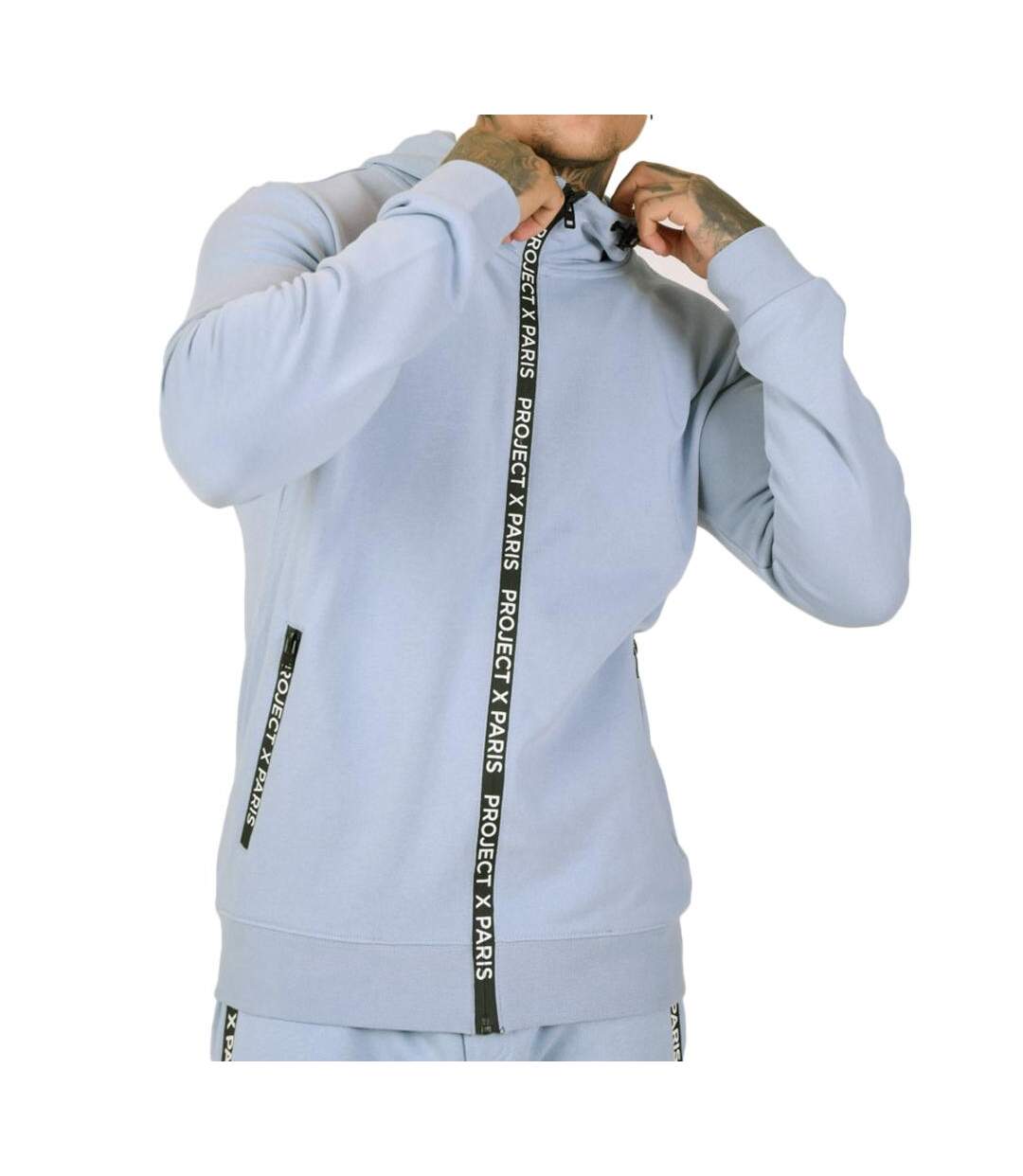 Veste zippé à capuche bleu homme project x paris basic zip - l-1