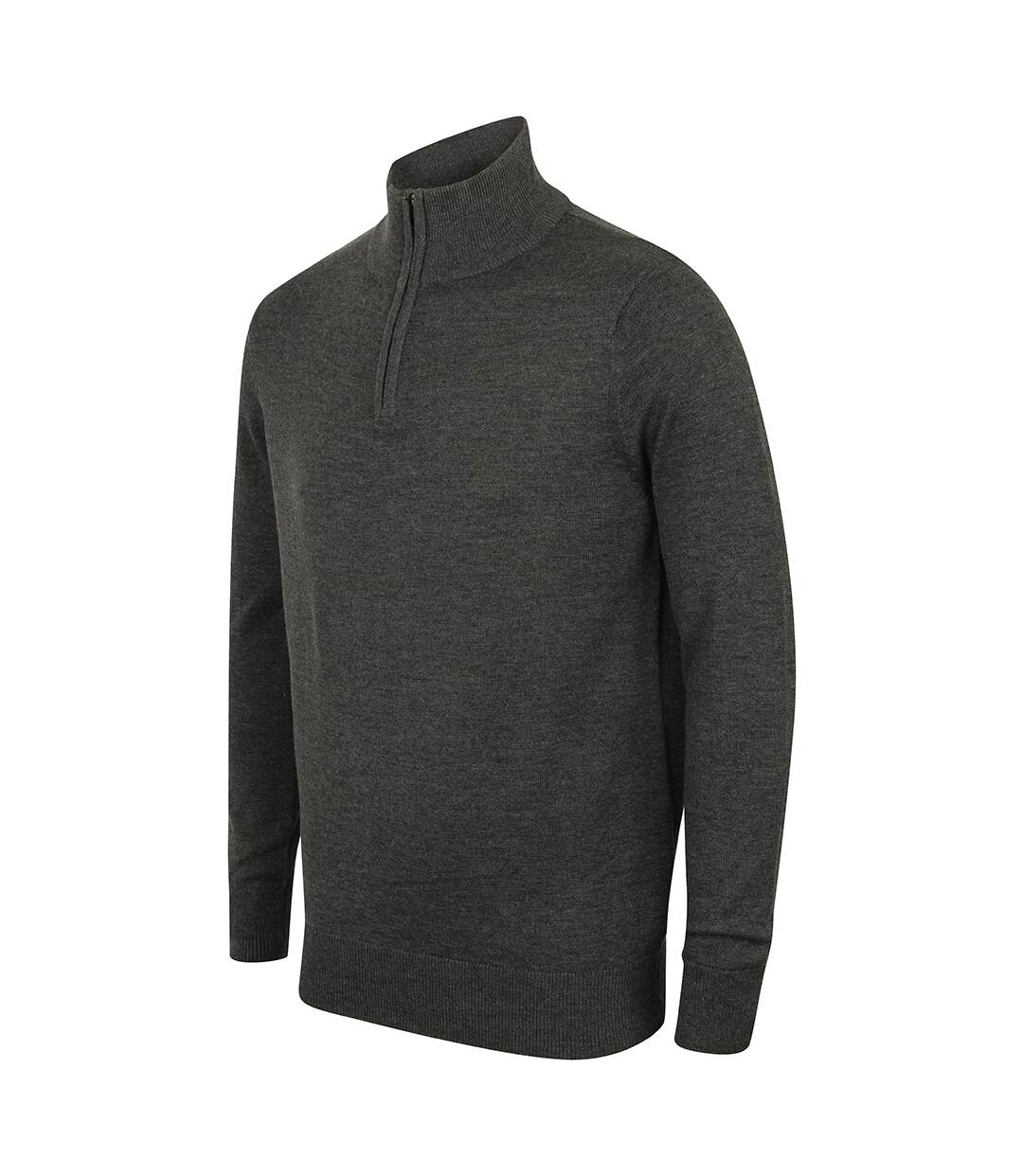 Pull zippé 1/4 à manches longues homme gris marne Henbury