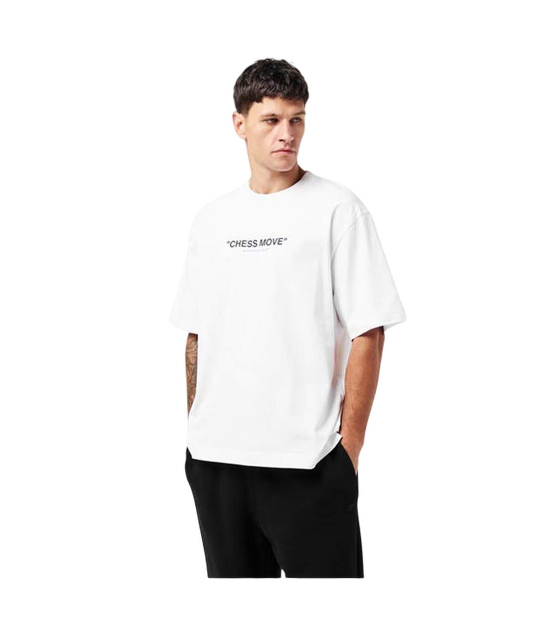 T-shirt Décontracté Chess Move Homme Blanc Noir Off White-4