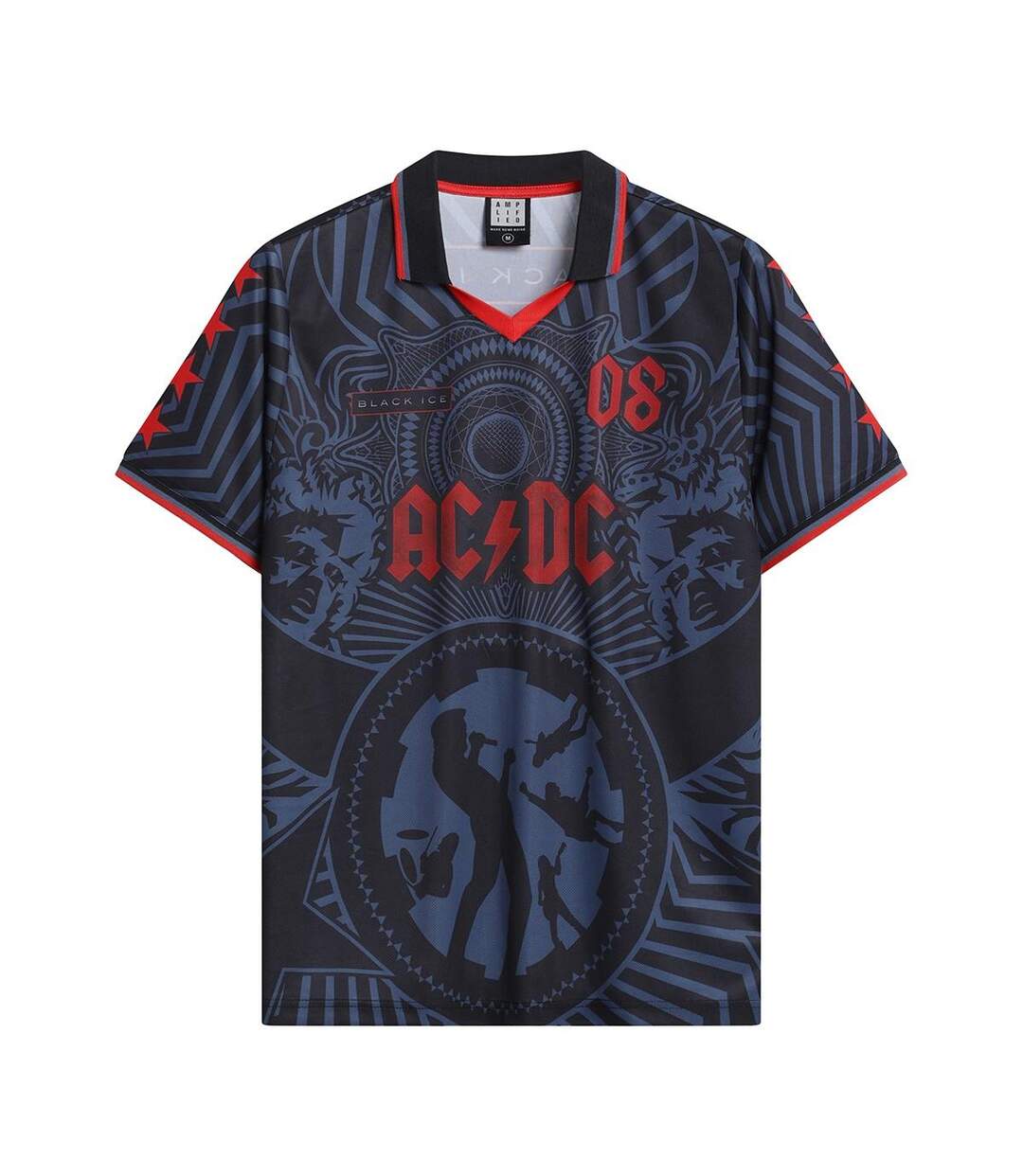 Unisex Adult Black Ice Ac/dc Jersey Black Red Dark Blue Amplified-1