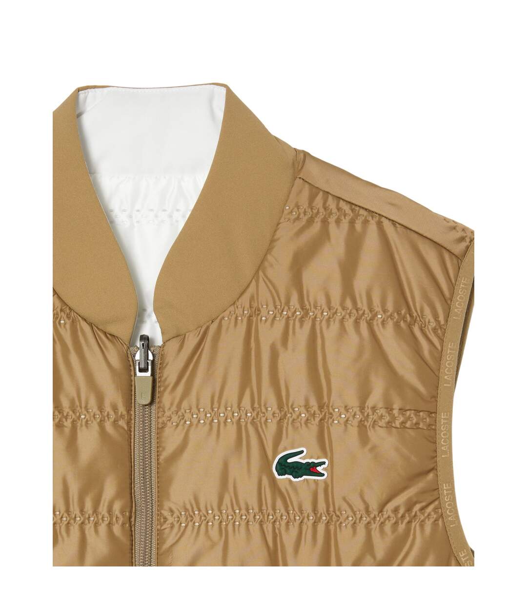 Womens/ladies Quilted Reversible Golf Gilet Beige Lacoste-3