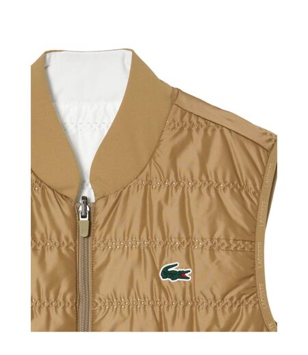 Womens/ladies Quilted Reversible Golf Gilet Beige Lacoste