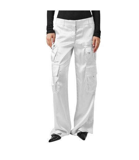 Womens/ladies Ow Wide Leg Cargo Trousers Coconut Milk Off White