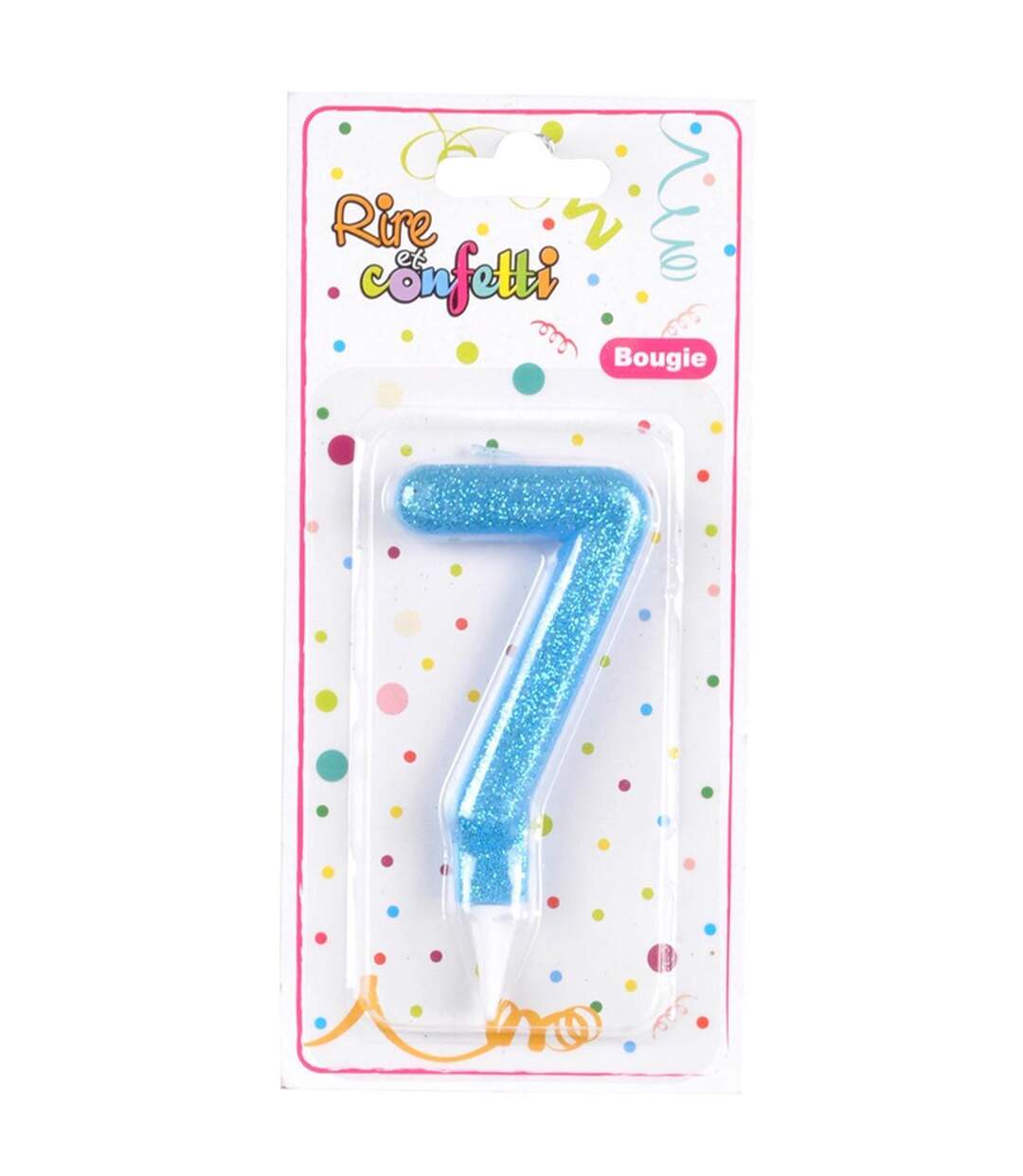 Bougie d'Anniversaire Paillette Chiffre 7 7cm Bleu-2