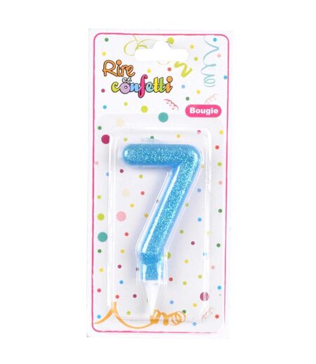Bougie d'Anniversaire Paillette Chiffre 7 7cm Bleu