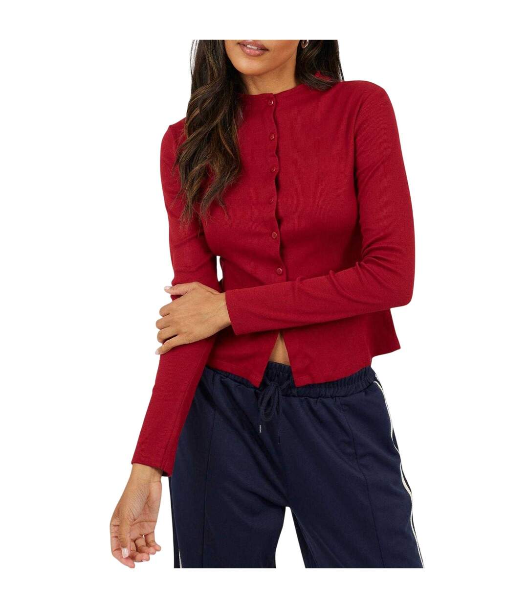 Womens/ladies Button Through Long-sleeved Top Rouge Brave Soul-2