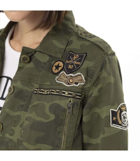 Veste militaire femme imprimé camouflage avec patchs Vondutch