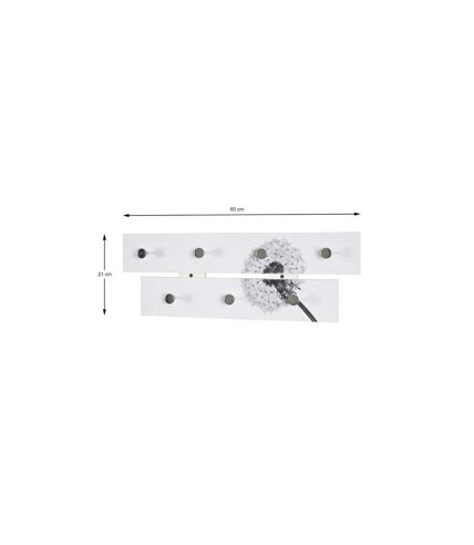 Patère Murale 2 niveaux Fleur de Pissenlit 60cm Blanc