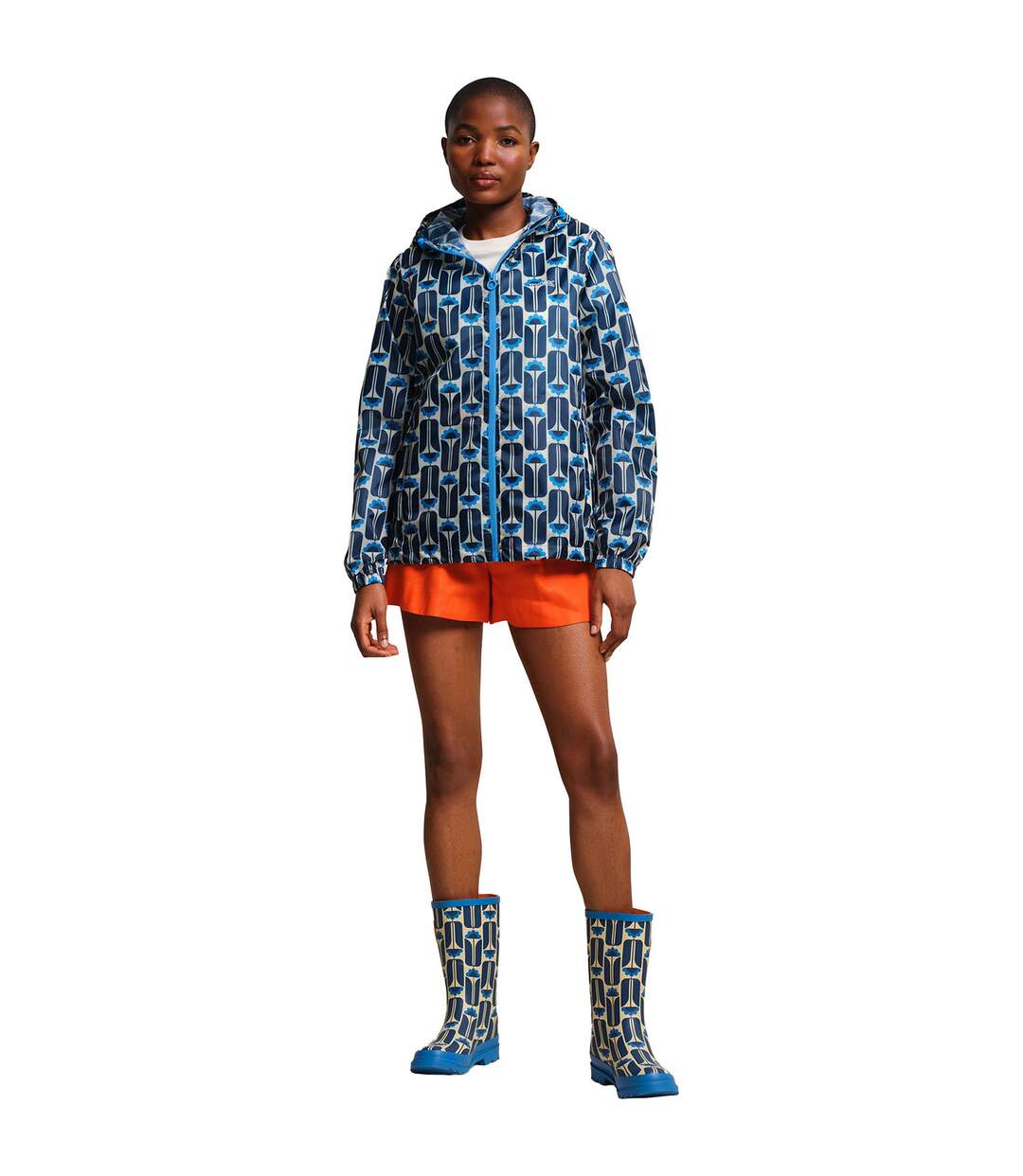 Womens/ladies Orla Kiely Tall Flowers Packaway Waterproof Jacket Navy Regatta-1