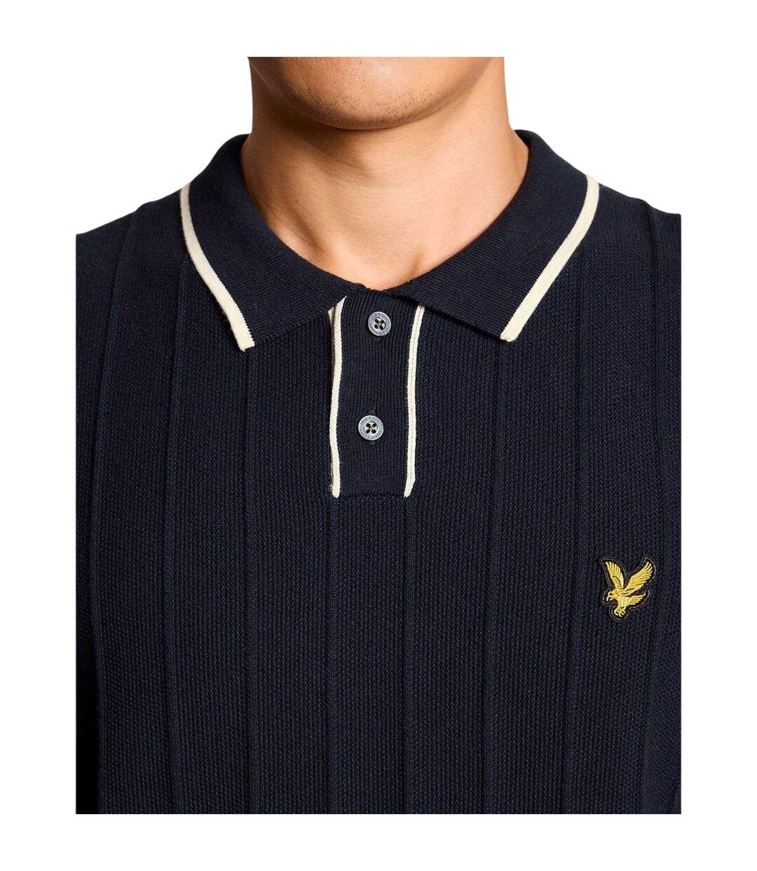 Mens Pique Knitted Polo Shirt Dark Navy Lyle & Scott-4
