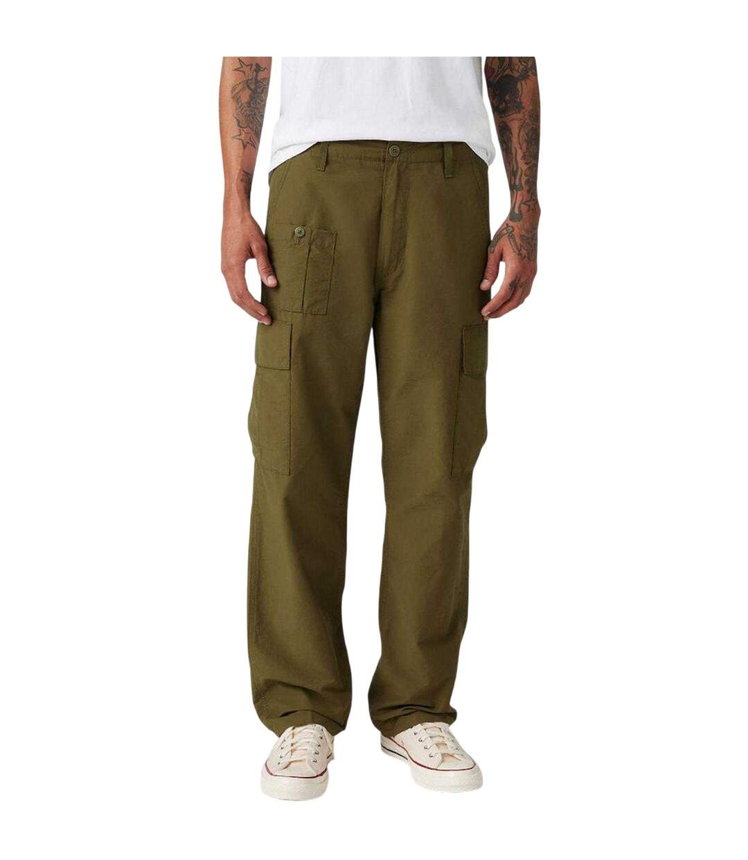 Mens Parachute Mid Rise Straight Leg Cargo Trousers Dark Olive Levis-4