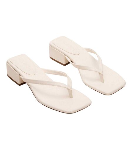 Womens/ladies Caribbean Leather T-bar Flip Flops White Steve Madden