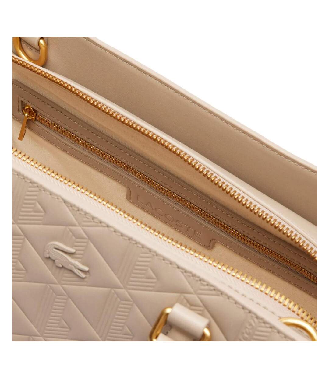 Sac à main beige femme lacoste lage maheki monogram-3