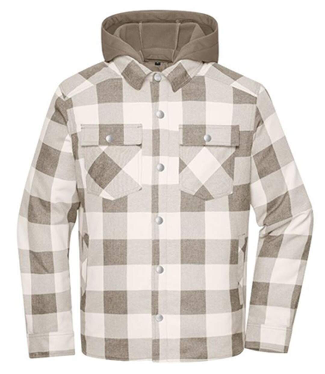 Veste surchemise à carreaux - Unisexe - JN1872 - marron et gris-1