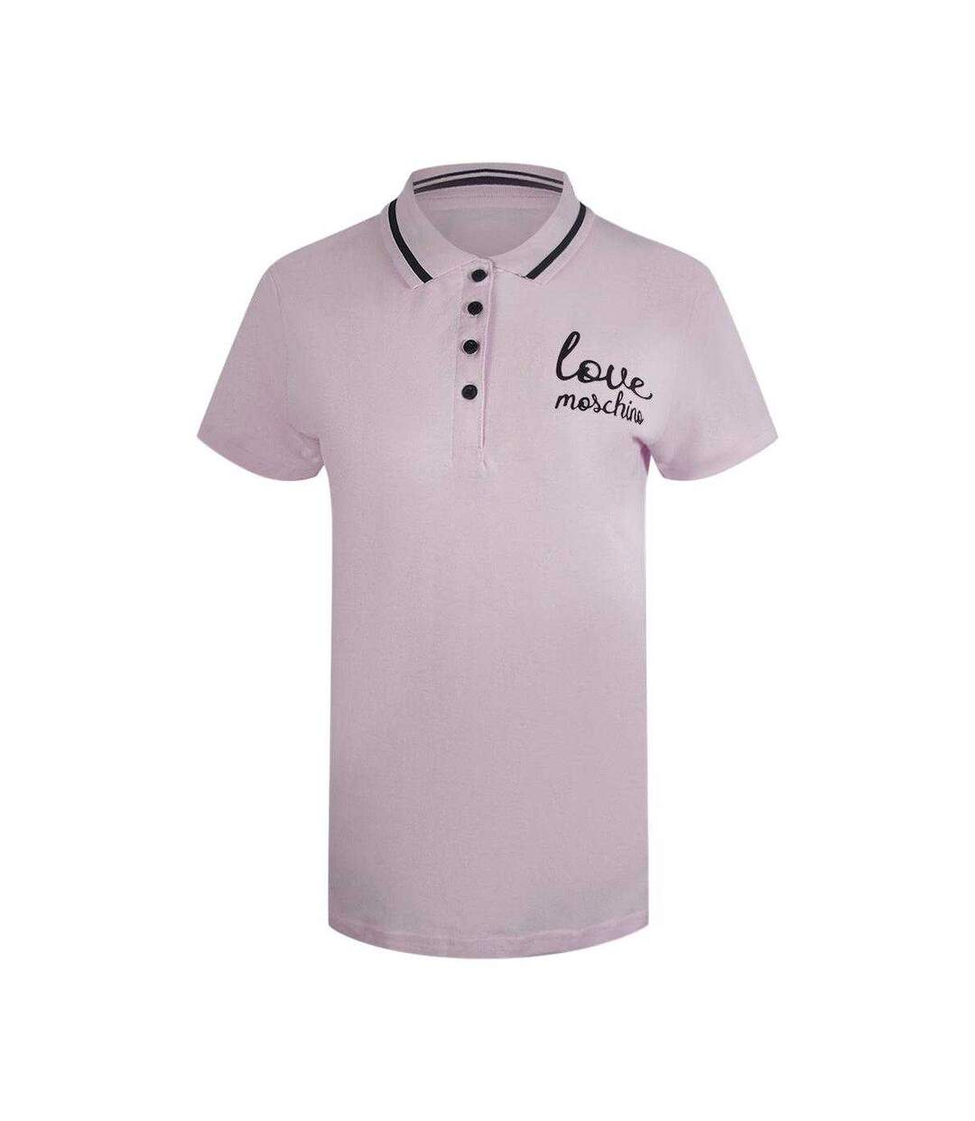Womens/ladies Embroidered Logo Polo Shirt Pink Love Moschino-1