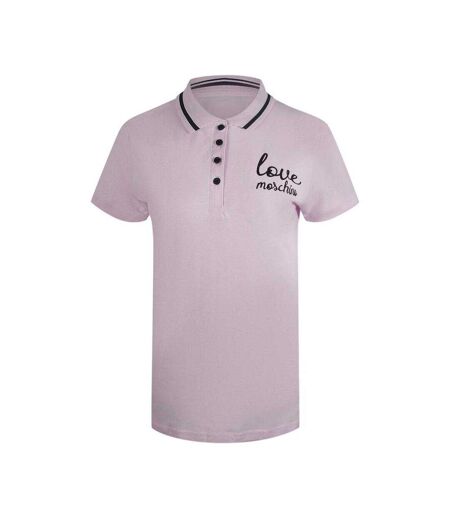Womens/ladies Embroidered Logo Polo Shirt Pink Love Moschino