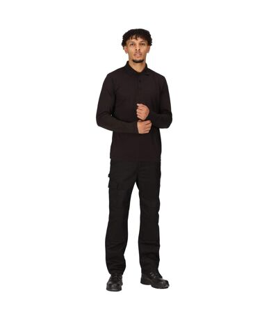 Mens Long-sleeved Polo Shirt Black Regatta Professional
